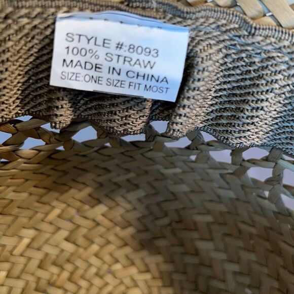 Large 100% Straw Woven SunHat Cloth Headband - Picture 5 of 5